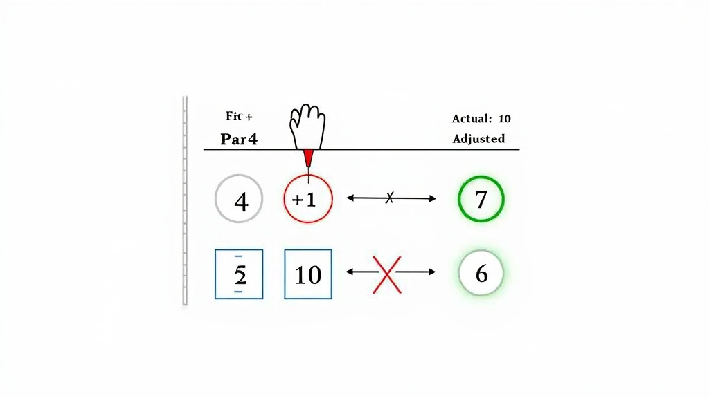 Golf handicap net double bogey calculation diagram on a scorecard.